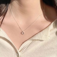 Garnet cz halo necklace silver tone january birthstone