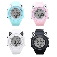 Cute Cat Ear Kids Watch LED Digital Sports Electronic Wristwatch for Girls and Boys Cartoon Cat Desi