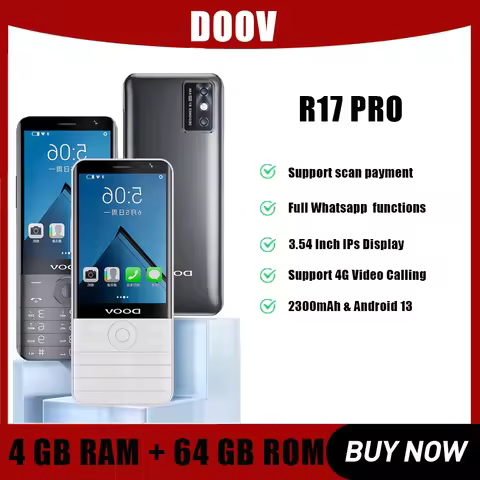 UNIWA DOOV R17 Pro 4G Mobile Phone Smart Touch Screen Whatsapp Android 13 Keypad Phones 3.54" 4GB 64