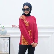 GAARRCEPLAARISS!! RED SKULL Kaos Oblong Panjang Katun Batik Besar Batik Solo Pria Wanita Sablon Moti