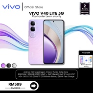 (NEW) Vivo V40 Lite 5G 8GB+256GB ROM 80W, AI Aura Portrait+Erase, 5 Years*Battery Health, IP64, 120H