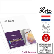 Campap Arto A1 or A2 Watercolour Paper Cellulose or Cotton Cold Pressed (Medium Surface) 300gsm 5she