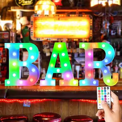 22CM Alphabet Letter LED Lights Change Color Lights Decor Luminous Letter Lamp Home Wedding Birthday