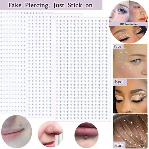 Fake Nose Stud Non Piercing Nose Stud Stick on Nose Studs Fake Nose Studs Silvery Face Gems Stick on