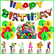 sy Super Mario Themed Decoration Celebrate Birthday Party Banner Balloon Caketopper Scene Layout Supplies sy