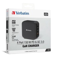 門市全新現貨‼️ Verbatim 4端口150W PD &amp; QC 3.0 GaN充電器 (附AC電源線+直立底座) 66910