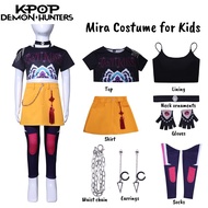 เครื่องแบบนักล่าปีศาจแบบ KPop ชุดคอสเพลย์ผู้หญิงชุดเครื่องแบบนักล่าปีศาจ Rumi Zoey สำหรับเด็กหญิงเด็