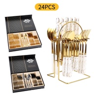 BO.EN 24pcs Cutlery Set Tableware Spoon And Fork Set Stainless Steel Luxury / Dinner Cutlery set