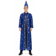 Performance Costume Performance Costume Blue Star Moon Magic Wizard Wizard Robe Pointed Hat Costume 