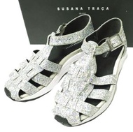 SUSANA TRACA 義大利製亮片運動鞋涼鞋 6459GL 35碼（22.5公分）銀色廓爾喀綁帶鞋 [近全新] [二手] [SUSANA TRACA]