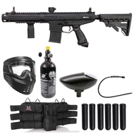 Maddog Tippmann Stormer Elite Dual Fed Titanium HPA Paintball Gun Marker Starter Package - Black Mad