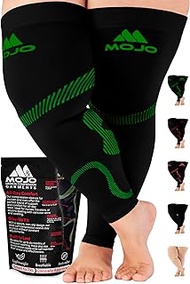 Mojo Compression Socks for Women & Men - 20-30mmHg Graduated Support Thigh-Hi Leg Sleeves with Grip 