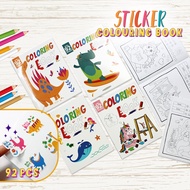 Kids Cute Fun Sticker Colouring Book 92 Stickers Learning Activity Book