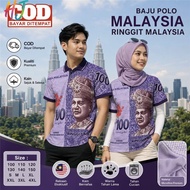 Malaysian Ringgit Polo Shirt RM100 | Exclusive Banknote Pattern, Unisex Short Sleeve Polo. Sizes 100