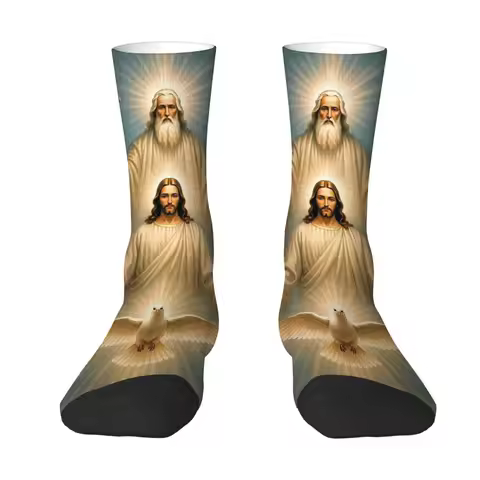 Holy Father Jesus White Dove Christ Art Socks Retro Fashion Men's Socks Comfortable Breathable Non-S