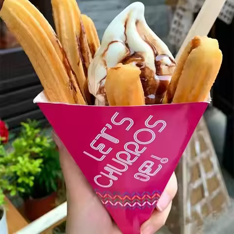 100pcs Spanish Treat Churros Takeaway Boxes Chocolate Baked French Fries Snack Baking Food Packaging
