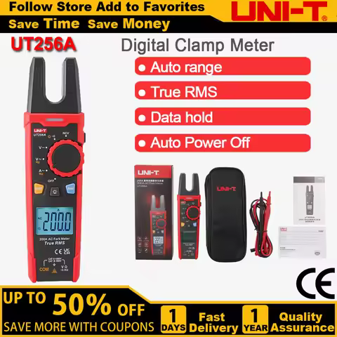 UNI-T UT256A Digital Clamp Meter True RMS Fork Meter AC Current Pliers Ammeter Voltmeter Capacitor F