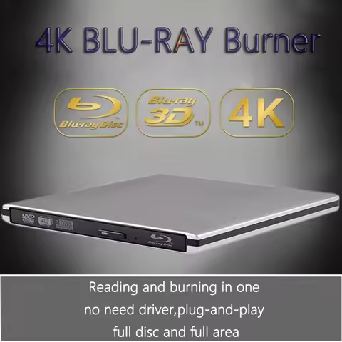 Ultra Slim Portable External Blu-ray Drive 4K 3D USB 3.0 Blu-ray Burner Reader Writer CD DVD RW Opti