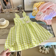 Cute Bunny Ears Checkered Dress