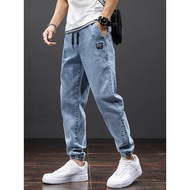 8xl Spring And Autumn Men's Slim Quality Jeans Street Casual Jogging Pants Bundle Drawstring Harem Pants Fashion Trend Pants