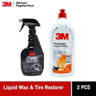 3M™ Premium Liquid Wax 06005 น้ำยาเคลือบรถ พรีเมี่ยม แวกซ์ ขนาด 946 มล. & Tire Restorer 473 ml แวกซ์