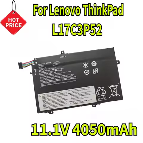 11.1V 4050mAh L17C3P52 Battery Replacement for Lenovo ThinkPad L480 L490 L580 L590 L14 L15 L14 Gen 2