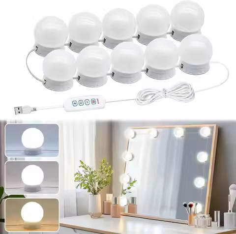 LED Detachable Bulbs Professional Makeup Mirror Lamp USB Power Cosmetic Mirror Light Hollywood Dress
