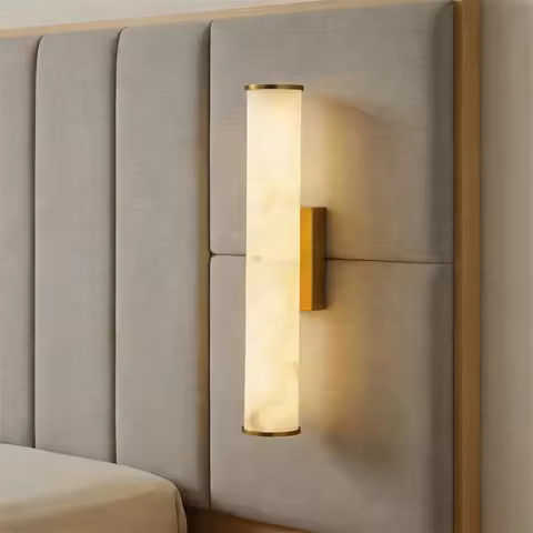 Long Strip Minimalist All Copper Marble Wall Lamp Modern Light Luxury Living Room Grand TV Backgroun