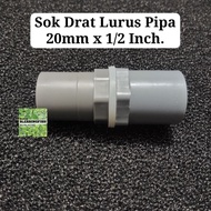 Straight Thread Socket Pipe 20mm x 1/ 2 Inch Straight Thread Socket Aquarium Pipe 1/ 2 Inch to 20mm 
