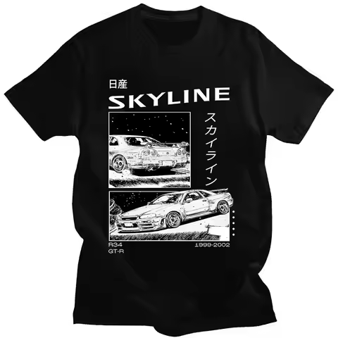 Drift Japanese Anime AE86 Initial D Double Sided T-shirt O-Neck Cotton Tshirt Summer Casual Unisex R