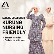 ZOE ARISSA BAJU KURUNG PAHANG MODEN NURSING FRIENDLY FLORAL Kurung Floral Plus Size 5XL Murah Kurung Pocket NILAM Kurung