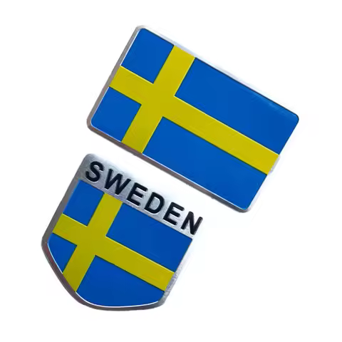 3D Aluminum Alloy Sweden National Flag Emblem Badge Car Sticker Motorcycle Decal S60L Decoration For