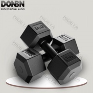 Premium Hexagon Dumbbell Rubber Coated Iron Dumbell Contoured Chrome Bar (5kg/10kg/15kg/20kg x2)