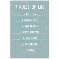 7 Rules for Life Quotes Inspirational Poster Blue Inspirational Quotes Pictures for Wall 7 Rules of