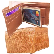 กระเป๋าหนังเเข้งนกกระจอกเทศ เป็นกระเป๋า2พับสั้น  เกร็ดลายเเข้งนกกระจอกเทศ ดูสวยงาม ดูราคาเเพง  Brigh