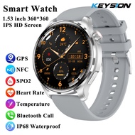 KEYSION 2025ใหม่1.53 48มม. โทรผ่านบลูทูธสมาร์ทวอท์ชผู้ชายกีฬา SPO2ตรวจวัดอัตราการเต้นของหัวใจ GPS NF