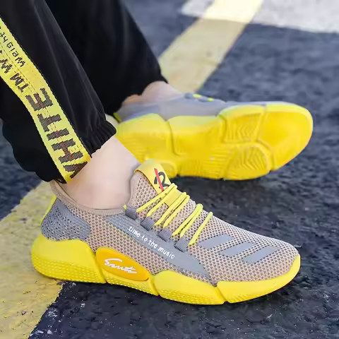 Men's Casual Sneakers Breathable Comfortable Walking Shoe Lace-up and Anti-slip Athletic Jogging Ten