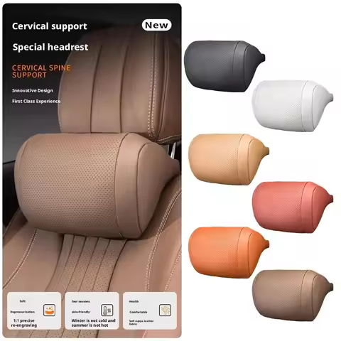 Universal Car Seat Neck Pillow Multi Color Luxury Leather Car Accessories Headrest Breathable Car Pi
