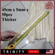45cm x 5mm x 50pcs Thicker Better Quality Stronger Craft DIY Bamboo Sticks Lidi Satay BBQ Stick Wood