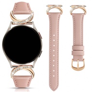 Luxury Leather Watch Band With Diamond C-Shaped Buckle - Compatible Galaxy Watch 7/6/5/4 (40mm/45mm)