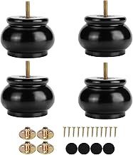 Maricome 2 Inch Furniture Legs Black Wood Round Replacement Bun Feet for Sofa Couch Cabinet Screw in