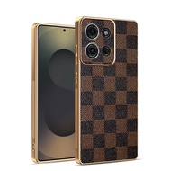 For Motorola Moto G75, Classic high-end leather patterned phone case, electroplated border protectio