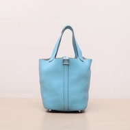 HERMES(愛馬仕)  3P馬卡龍 TC皮 X刻 銀扣 Picotin 18 菜籃子