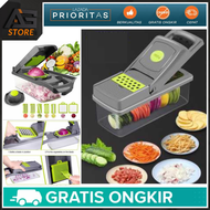 (BERKUALITAS) Parutan Serbaguna Penampung Slicer Draining Bracket 12 in 1 / parut buah sayur bumbu d