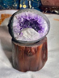 烏拉圭大牙紫晶洞共生招財大方解石含底座(滿$500包順豐智能櫃)