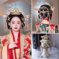 สีฟ้าจีนงานแต่งงานเจ้าสาว Headwear Tang ชุดสูท Dragon และ Phoenix < Ne1> โบราณสไตล์ดอกไม้ Tiara โลหะ