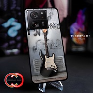 Mi 13T Glitter Softcase | Camera Protector |Yv11| Case Glossy Xiaomi Mi 13t | Electric Guitar Motif Glass Silicone Rubber Case