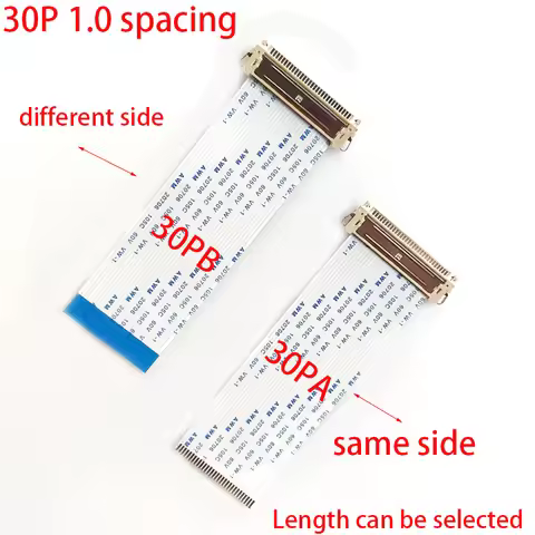 Flexible Flat Cable FFC Cable 30 Pin 1.0 Pitch Oppsite Direction With Connector For TTL LCD Monitor 