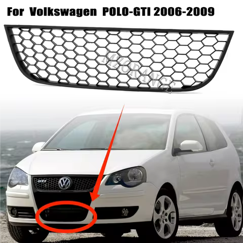 Car Front Center Bumper Vent Grille Grill Cover For VW POLO-GTI MK4 9N3 2006 2007 2008 2009 ABS Blac
