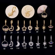 1 Piece Fashion Gold Silver CZ Heart Flower Moon Helix Cartilage Hoop Earring Women's Earring Studs 
